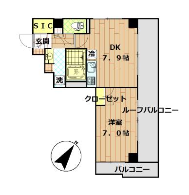 ルミエール洗足(1DK/3階)の間取り写真
