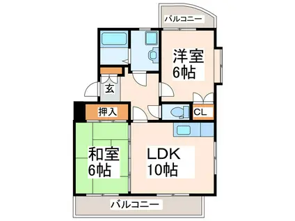 エバンジェル(2LDK/3階)の間取り写真