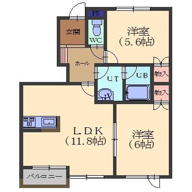 コンフォート日吉(2LDK/1階)の間取り写真
