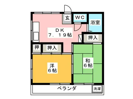 弥生荘第二(2DK/2階)の間取り写真