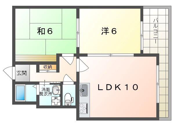 平安ハイツ(2LDK/3階)の間取り写真