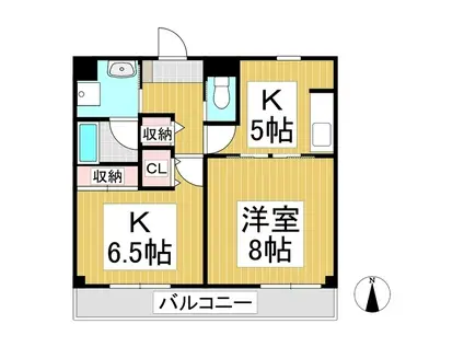 ローズマンション(2K/5階)の間取り写真