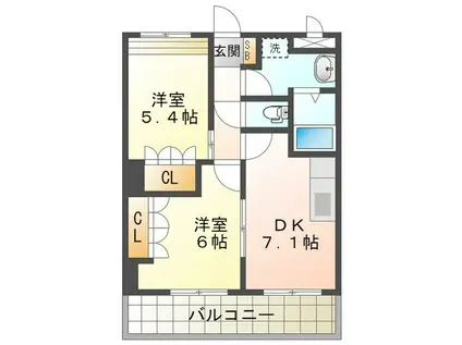 グランシャリオ(2DK/2階)の間取り写真