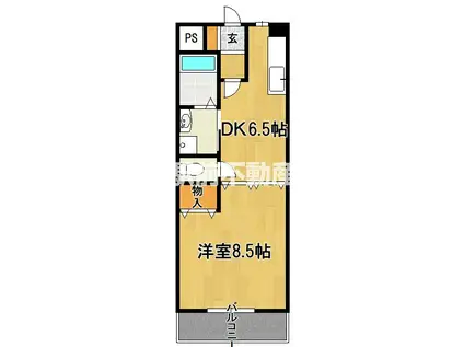 クラウンII津福(1DK/1階)の間取り写真