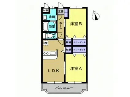 Y&Mアクアフォール(2LDK/2階)の間取り写真