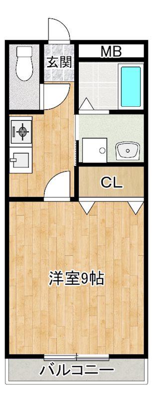 サンパーク朝倉(1K/1階)の間取り写真