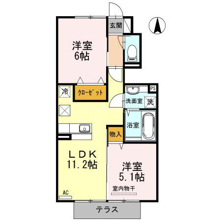 ウィット・サンセリエ(2LDK/1階)の間取り写真