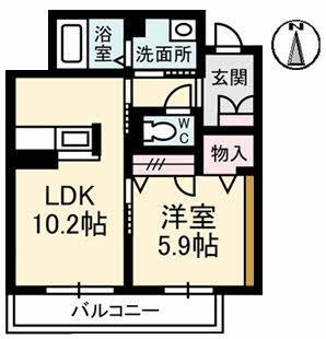 ボヌール(1LDK/1階)の間取り写真
