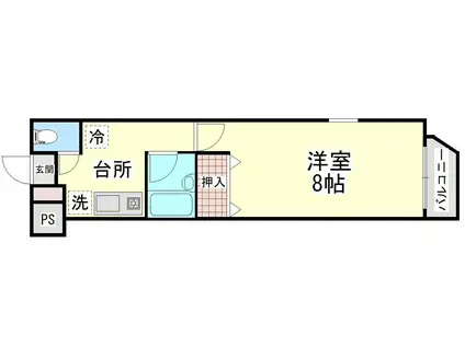 ピースフル原良(1K/1階)の間取り写真