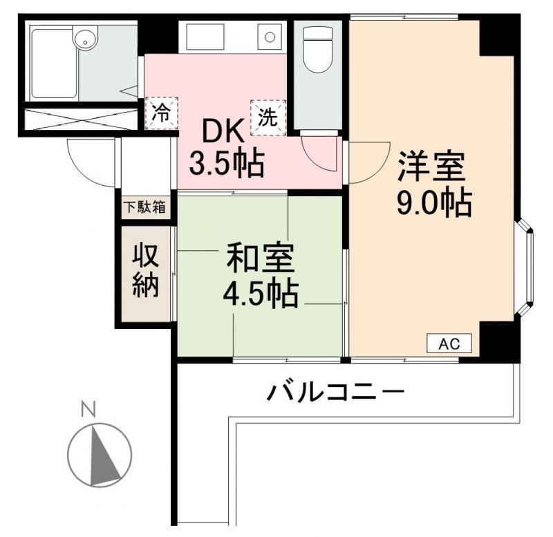 ウィズ番町(2DK/2階)の間取り写真