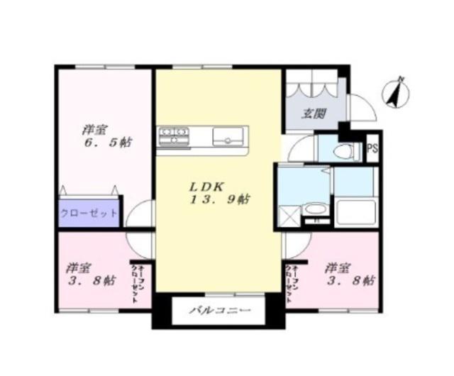 SUBURB TERRACE黒崎新町(3LDK/2階)の間取り写真