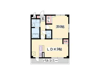 セイント ヨシ(1LDK/2階)の間取り写真