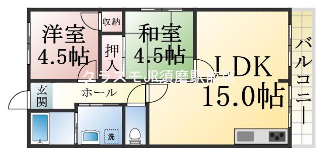 リバーサイドハイツ(2LDK/2階)の間取り写真