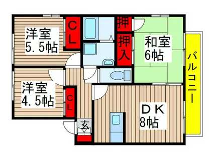 ベルデ高津(3DK/2階)の間取り写真