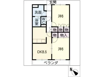 エスポワールM(2DK/3階)の間取り写真