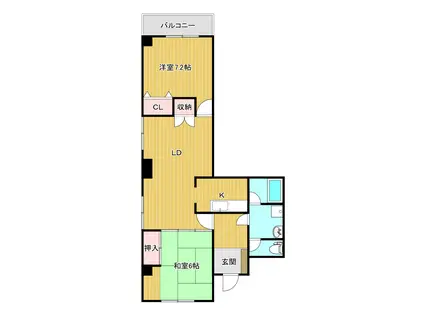 田辺ビル(2LDK/4階)の間取り写真