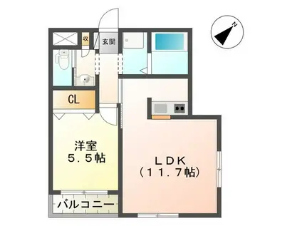 ティアラ(1LDK/2階)の間取り写真