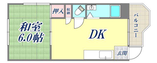 サンハイツ(1DK/2階)の間取り写真