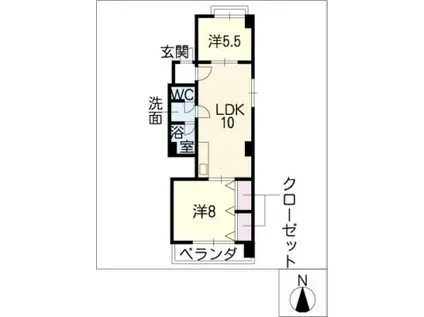 セブンス杁中(2LDK/2階)の間取り写真