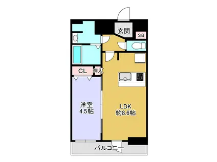 プレサンス天王寺ノースヴィアーレ(1LDK/10階)の間取り写真