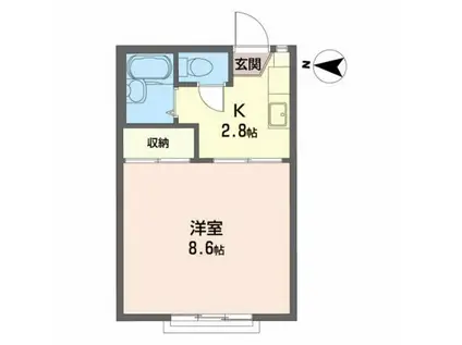 サンライズヒル・アキ(1K/2階)の間取り写真