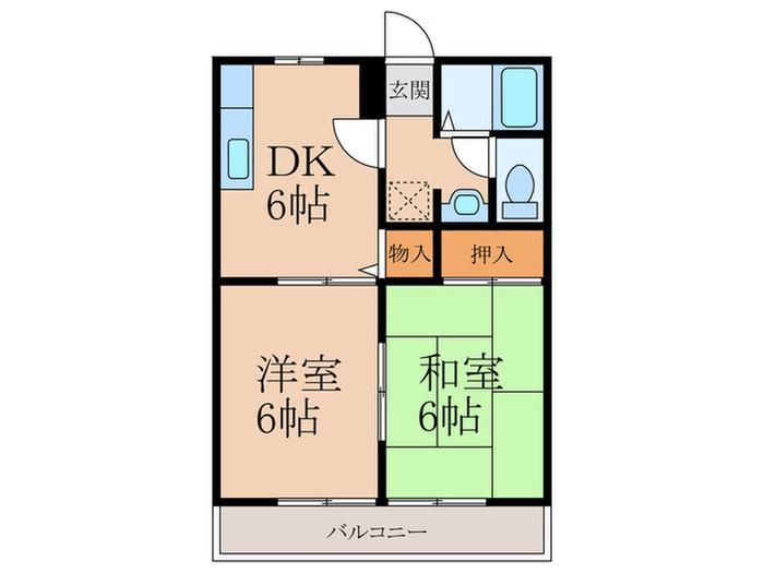 マキハイツ A棟(2DK/1階)の間取り写真