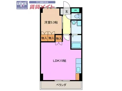 ヴェルメゾン(1LDK/4階)の間取り写真