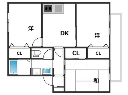 LIFE梅田(3DK/2階)の間取り写真