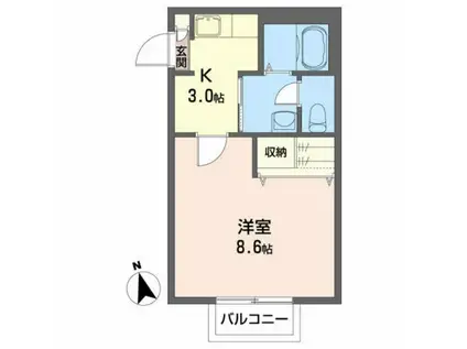 ドミールいつき(1K/2階)の間取り写真