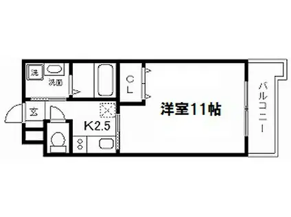 ヴァンボヌール(1K/9階)の間取り写真