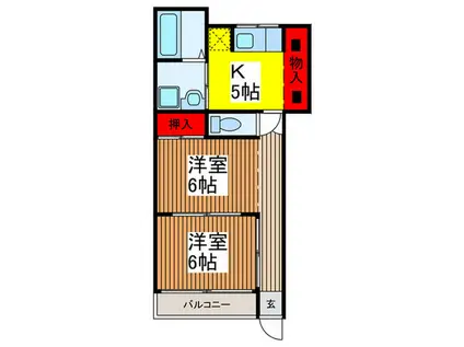 メゾン秋葉(2K/1階)の間取り写真