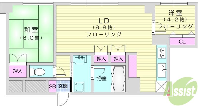 ガーデンハイツAIHARA1(2LDK/3階)の間取り写真