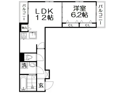 パインオークA棟(1LDK/3階)の間取り写真