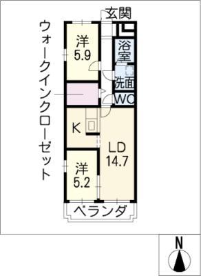アンシャンテ(2LDK/1階)の間取り写真