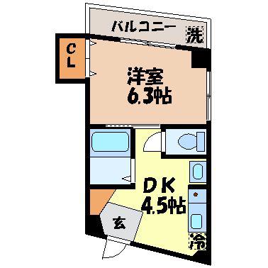 山形マンション(1DK/2階)の間取り写真