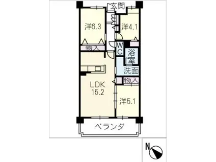 JMU久居社宅F棟(3LDK/3階)の間取り写真