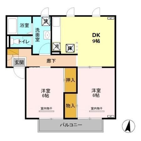 メゾン志藤B(2DK/2階)の間取り写真