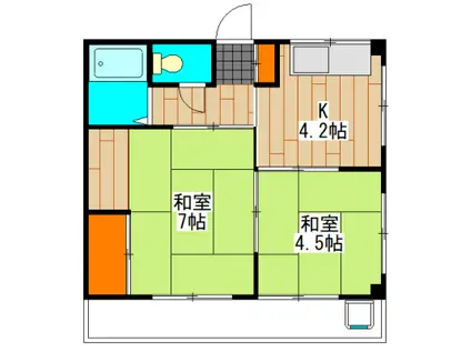八千代ハイツ(2K/3階)の間取り写真
