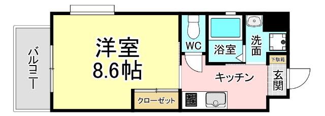 ラフィーネ葛原レスト(1K/3階)の間取り写真