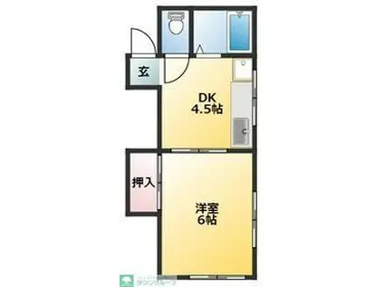 木本マンション(1DK/2階)の間取り写真