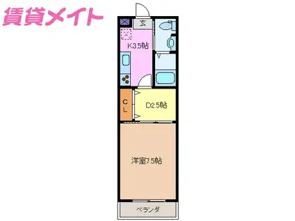 RADIANT(1DK/3階)の間取り写真