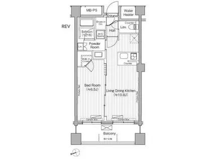 グランハイツ白金(1LDK/1階)の間取り写真