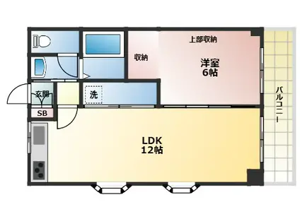グラントゥール西宮北口(1LDK/1階)の間取り写真