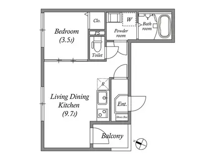 シャンティーハーバー九条(1LDK/2階)の間取り写真