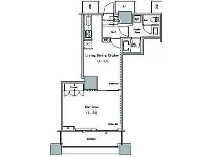 ザ 東京タワーズ ミッドタワー(1LDK/22階)の間取り写真