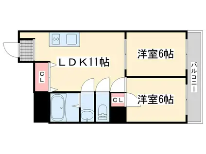 二条晴明ビル(2LDK/2階)の間取り写真
