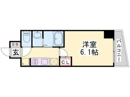 エステムコート神戸元町IIブリーズ(1K/8階)の間取り写真