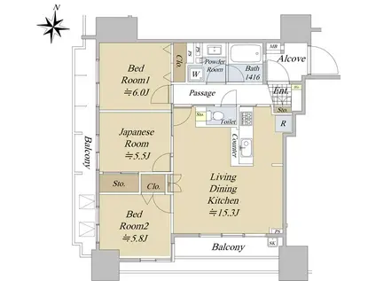 エコヴィレッジ木場(3LDK/8階)の間取り写真