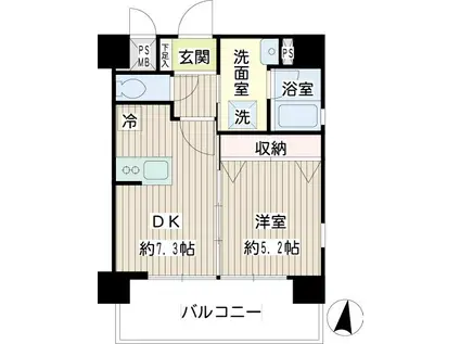 クロス・オーク(1DK/2階)の間取り写真