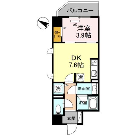 幸 COURT TSUKAMOTO(1DK/7階)の間取り写真